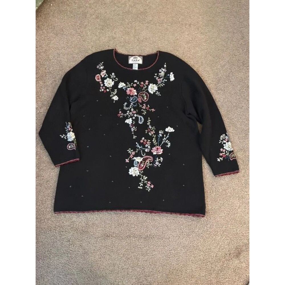 Vintage Tiara Embroidered Sweater - Size 14/16